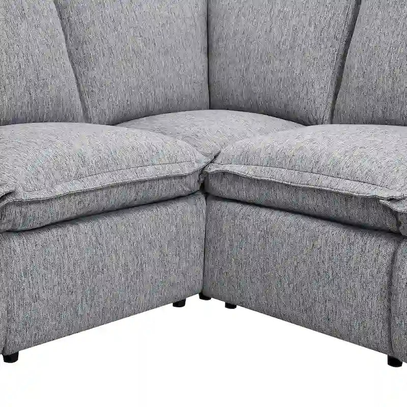 L-Shaped Power Recliner Sofa, 2-Seat Section, Linen Fabric