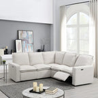 L-Shaped Power Recliner Sofa, 2-Seat Section, Linen Fabric