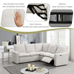 L-Shaped Power Recliner Sofa, 2-Seat Section, Linen Fabric