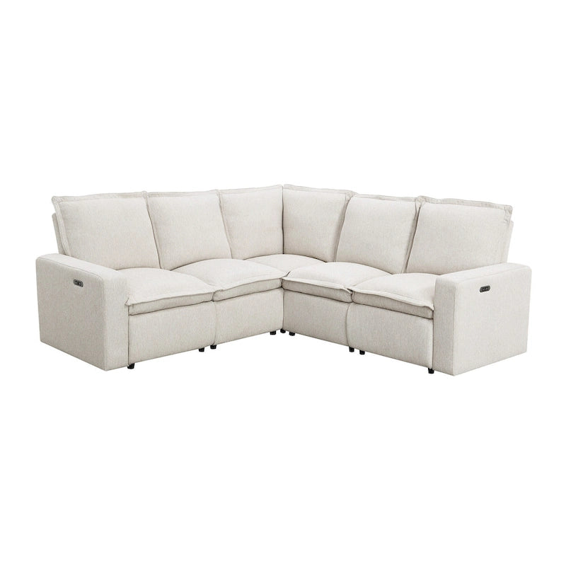 L-Shaped Power Recliner Sofa, 2-Seat Section, Linen Fabric