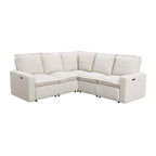 L-Shaped Power Recliner Sofa, 2-Seat Section, Linen Fabric