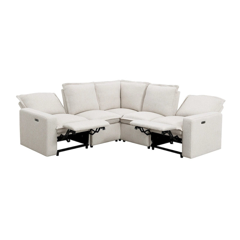 L-Shaped Power Recliner Sofa, 2-Seat Section, Linen Fabric