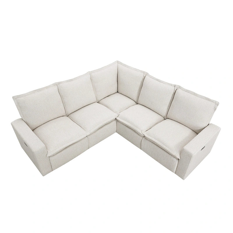 L-Shaped Power Recliner Sofa, 2-Seat Section, Linen Fabric