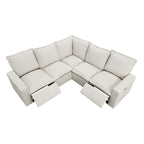 L-Shaped Power Recliner Sofa, 2-Seat Section, Linen Fabric