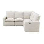 L-Shaped Power Recliner Sofa, 2-Seat Section, Linen Fabric