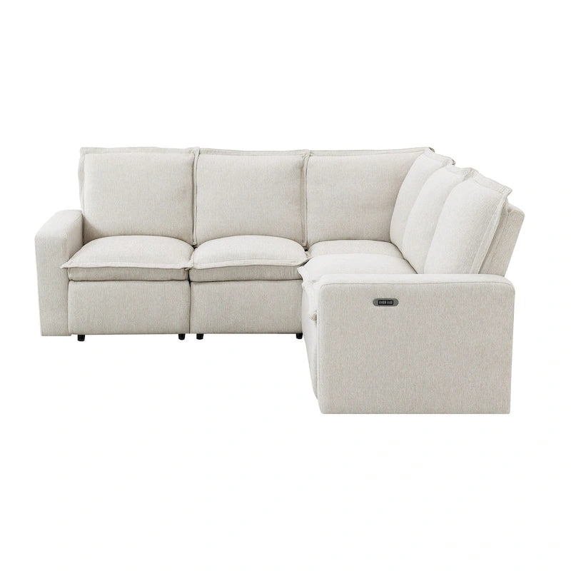 L-Shaped Power Recliner Sofa, 2-Seat Section, Linen Fabric