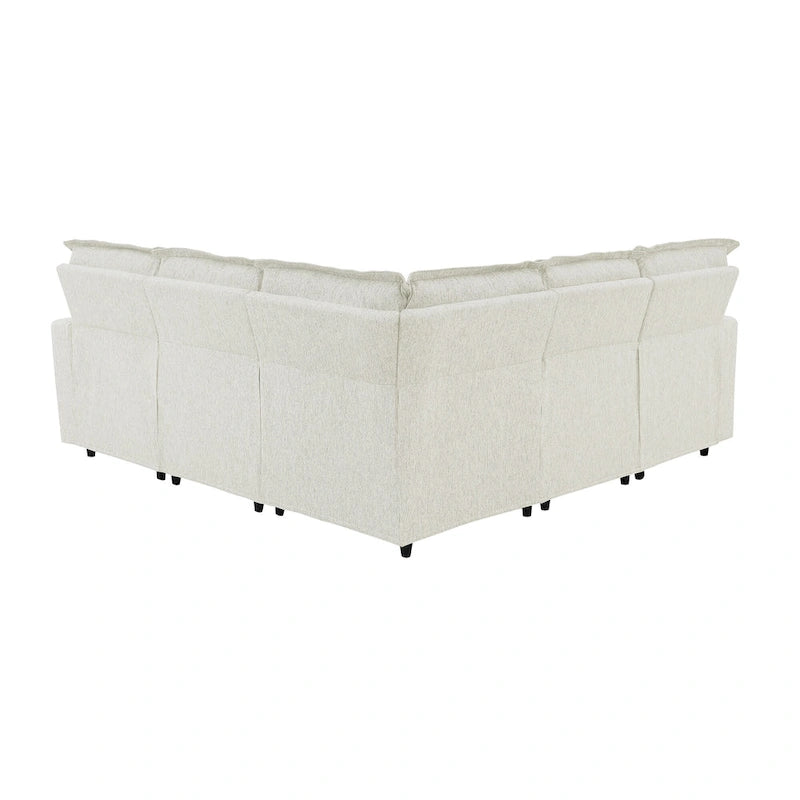 L-Shaped Power Recliner Sofa, 2-Seat Section, Linen Fabric