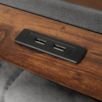Grey Full Size Upholstered Platform Bed with Hydraulic Storage, LED Lighting and USB Charging