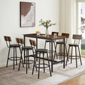7-Piece Bar Table and Chairs Set with PU Leather Stools
