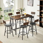 7-Piece Bar Table and Chairs Set with PU Leather Stools