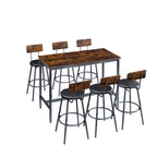 7-Piece Bar Table and Chairs Set with PU Leather Stools