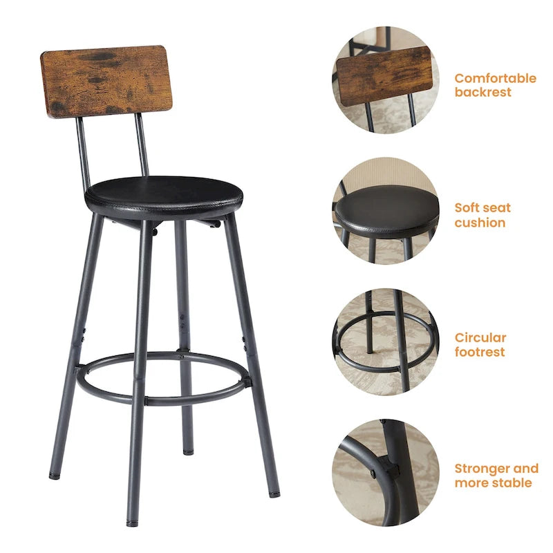 7-Piece Bar Table and Chairs Set with PU Leather Stools