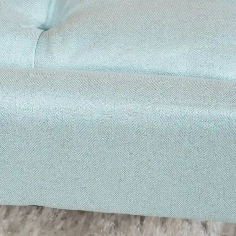 Tufted Fabric Ottoman Bench with Wooden Legs