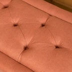 Tufted Fabric Ottoman Bench with Wooden Legs