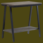 Narrow Wood Side Table with Metal Frame and Lower Shelf