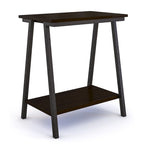 Narrow Wood Side Table with Metal Frame and Lower Shelf