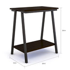 Narrow Wood Side Table with Metal Frame and Lower Shelf