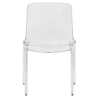 Stackable Acrylic Minimalist Plastic Dining Chair Modern Full Back Transparent Accent Side Chair for Kitchen Set of 4