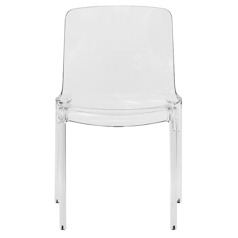 Stackable Acrylic Minimalist Plastic Dining Chair Modern Full Back Transparent Accent Side Chair for Kitchen Set of 4