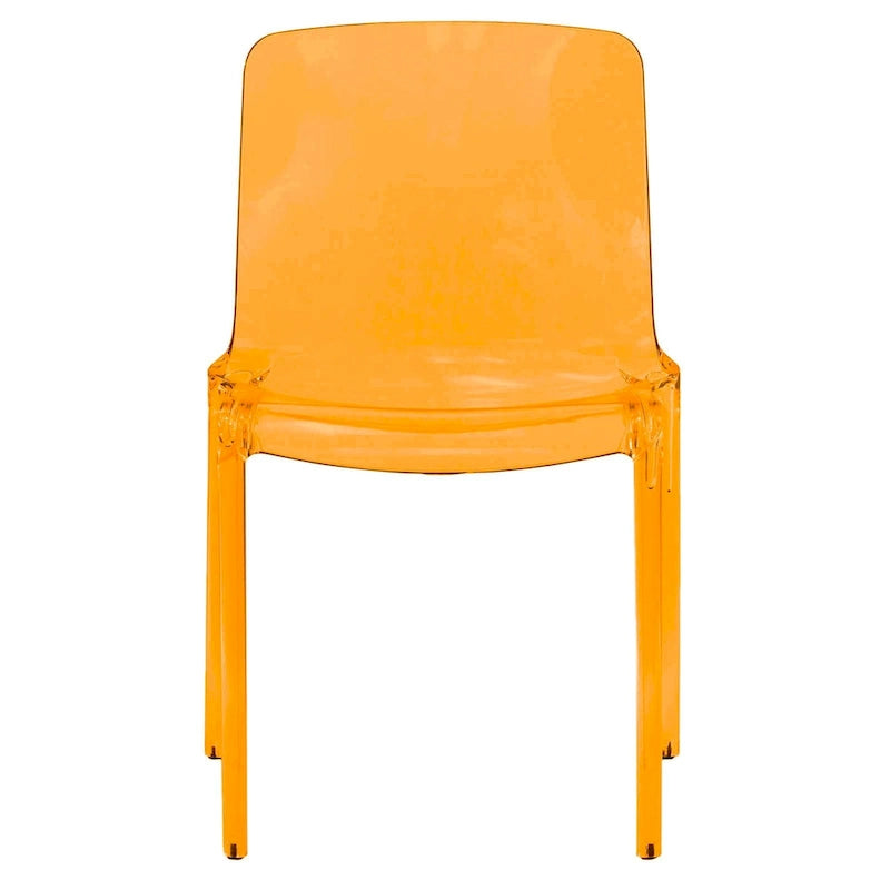 Stackable Acrylic Minimalist Plastic Dining Chair Modern Full Back Transparent Accent Side Chair for Kitchen Set of 4