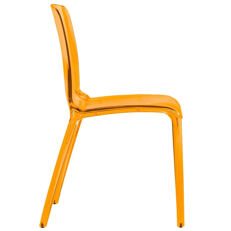 Stackable Acrylic Minimalist Plastic Dining Chair Modern Full Back Transparent Accent Side Chair for Kitchen Set of 4