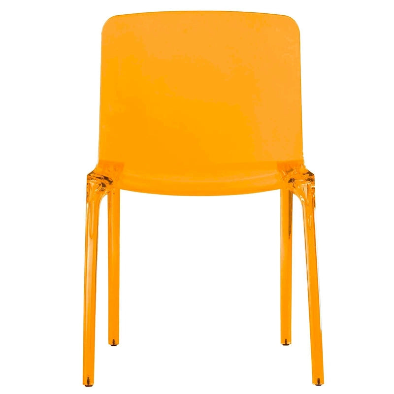Stackable Acrylic Minimalist Plastic Dining Chair Modern Full Back Transparent Accent Side Chair for Kitchen Set of 4
