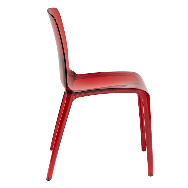 Stackable Acrylic Minimalist Plastic Dining Chair Modern Full Back Transparent Accent Side Chair for Kitchen Set of 4