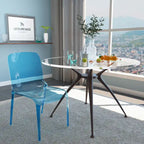 Stackable Acrylic Minimalist Plastic Dining Chair Modern Full Back Transparent Accent Side Chair for Kitchen Set of 4