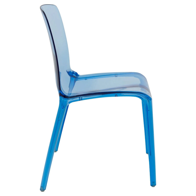 Stackable Acrylic Minimalist Plastic Dining Chair Modern Full Back Transparent Accent Side Chair for Kitchen Set of 4