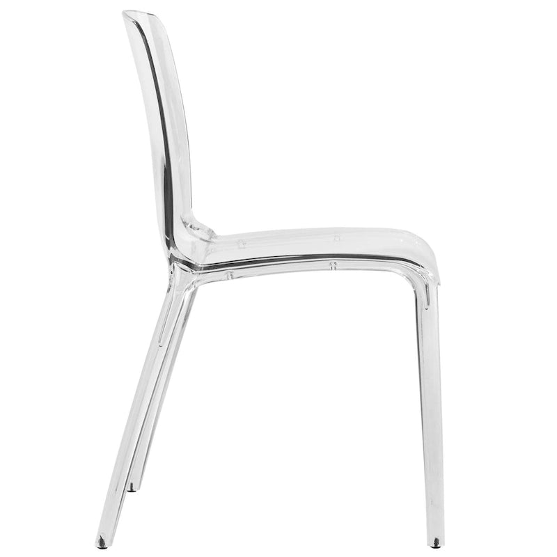 Stackable Acrylic Minimalist Plastic Dining Chair Modern Full Back Transparent Accent Side Chair for Kitchen Set of 4