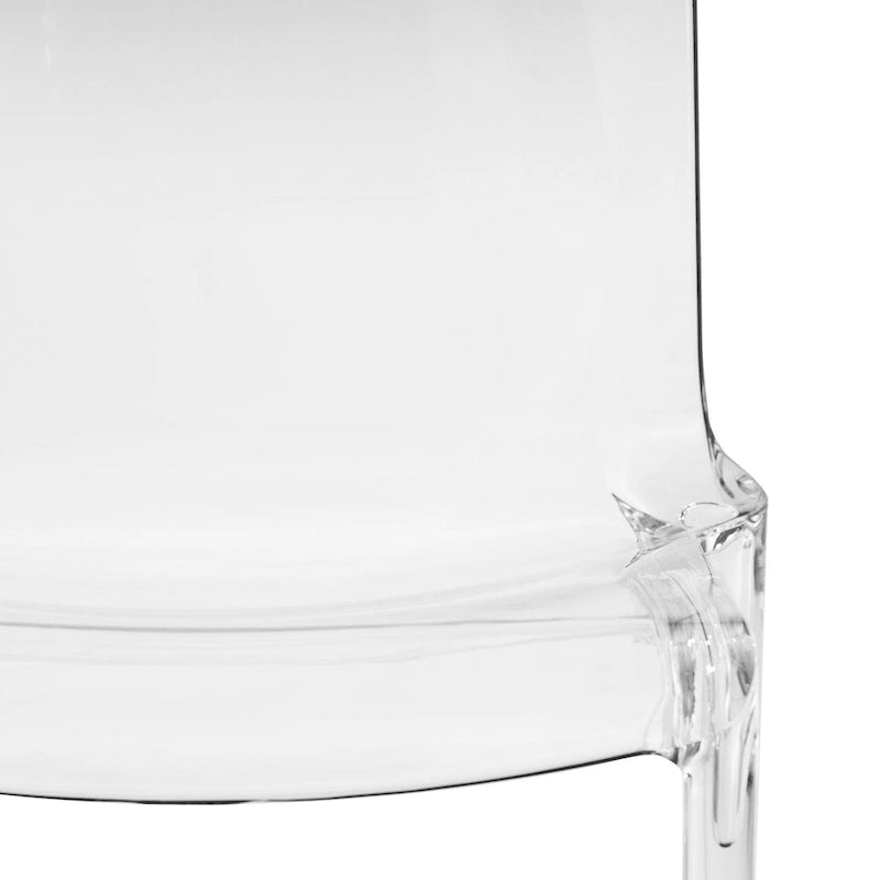Stackable Acrylic Minimalist Plastic Dining Chair Modern Full Back Transparent Accent Side Chair for Kitchen Set of 4