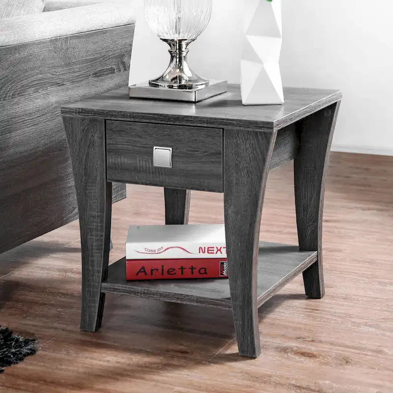Modern Gray Flared Storage End Table