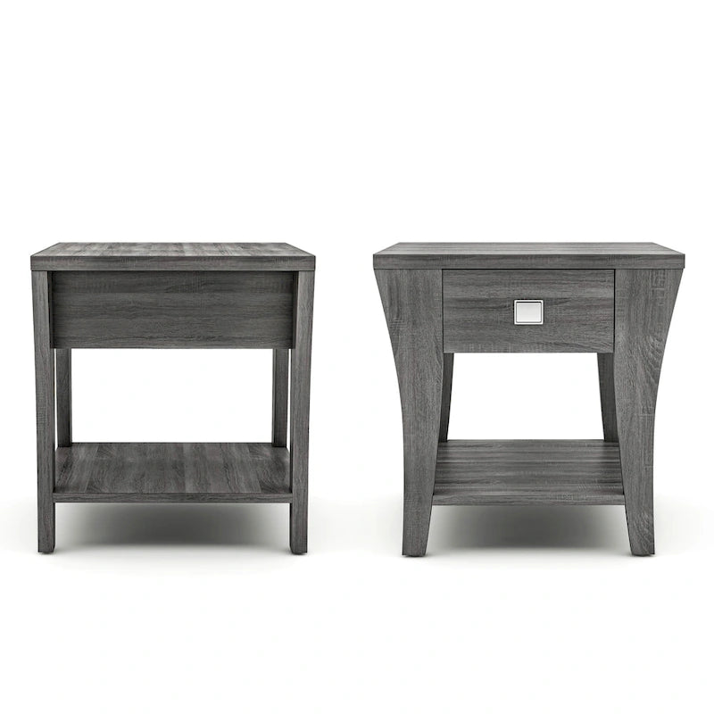 Modern Gray Flared Storage End Table