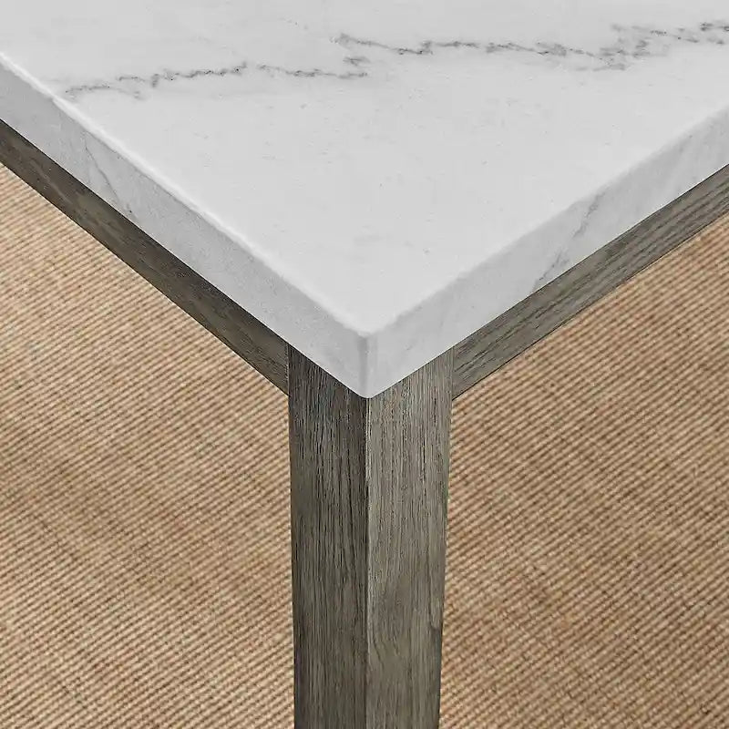 6-Piece Marble Top Dining Set with Bench