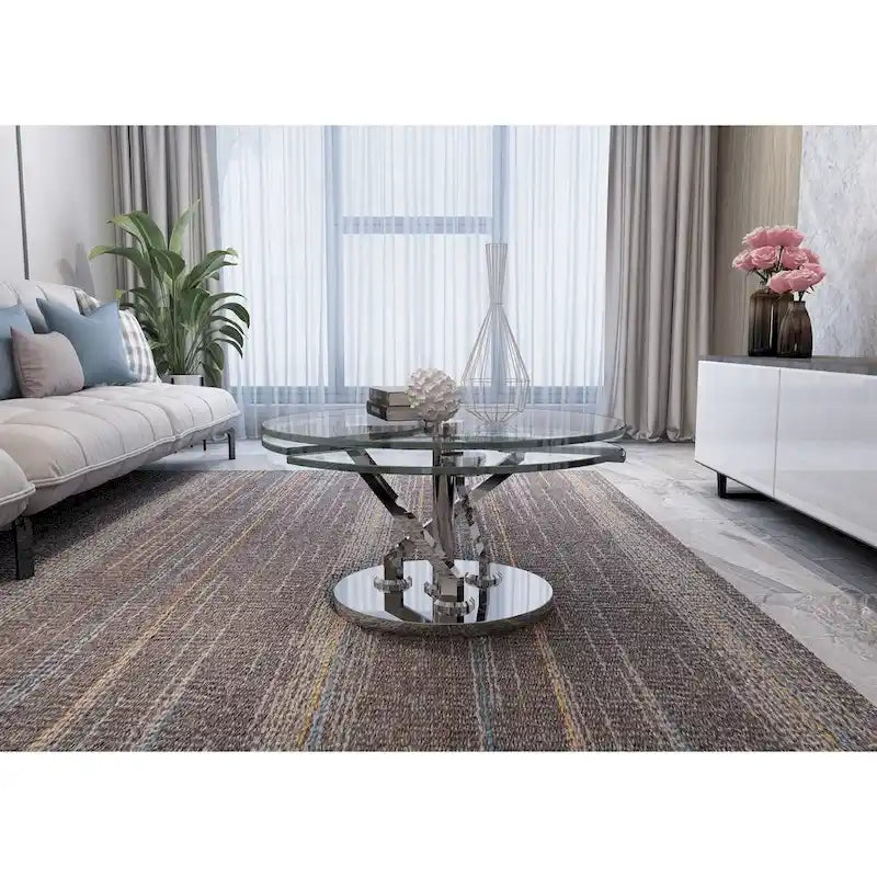 Cocktail Table with 32" Round Glass Top