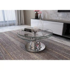 Cocktail Table with 32" Round Glass Top