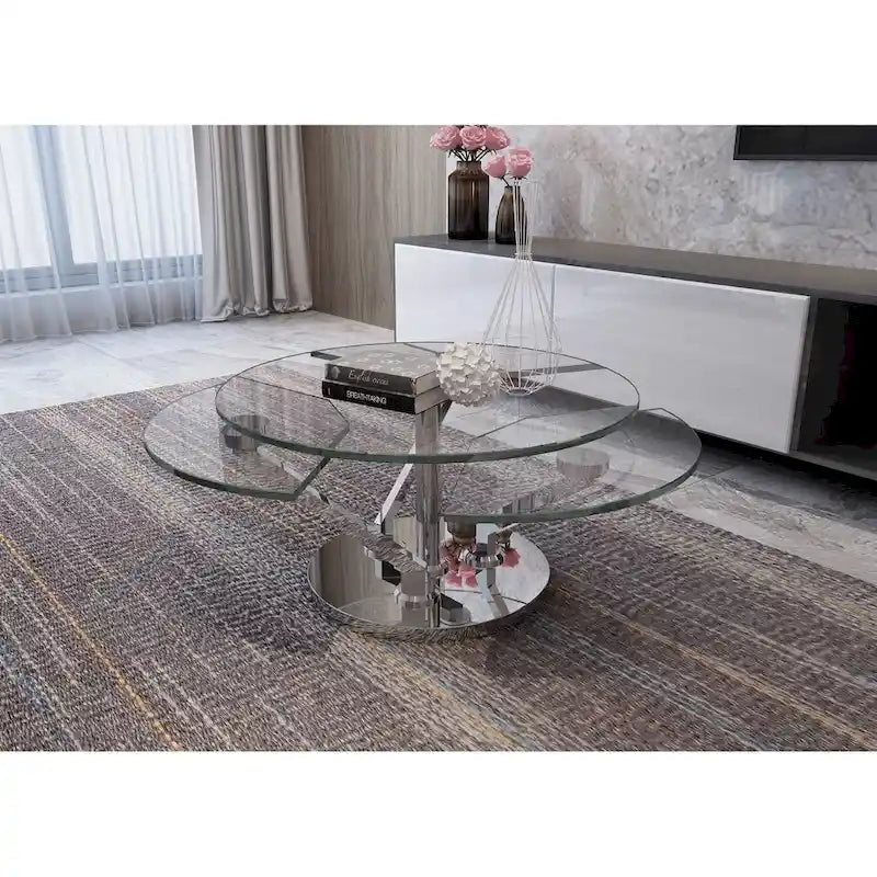 Cocktail Table with 32" Round Glass Top