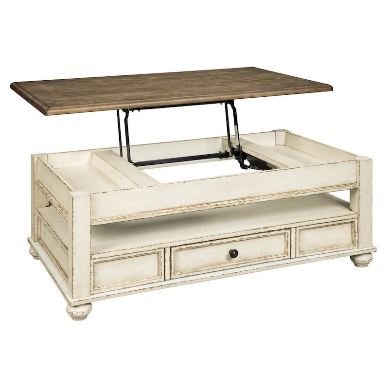 White and Brown Lift Top Coffee Table