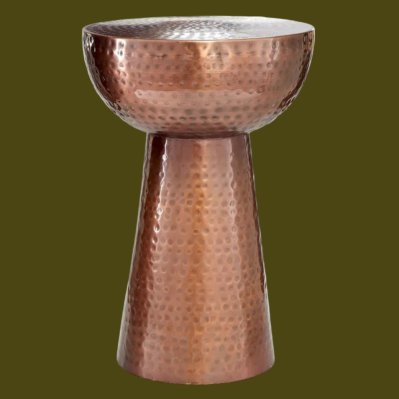 Metal Handmade Accent Table with Hammered Design - Bronze or Copper - Roche River Decor