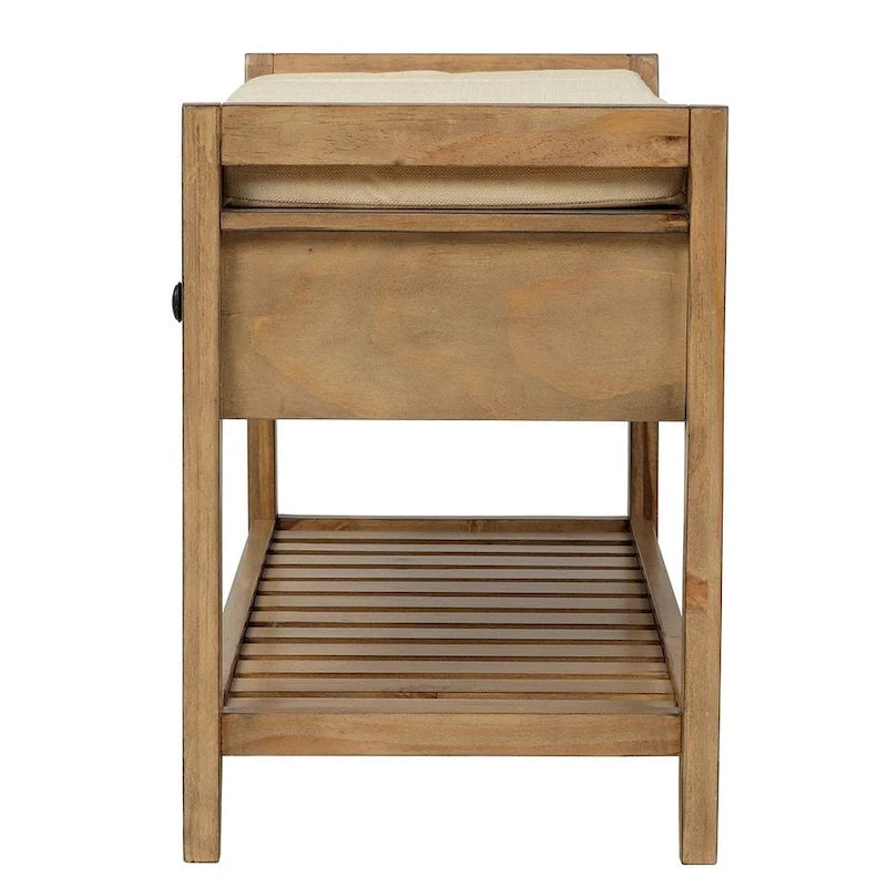 Wooden Storage Bench with Shoe Rack and Drawers