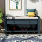 Wooden Storage Bench with Shoe Rack and Drawers