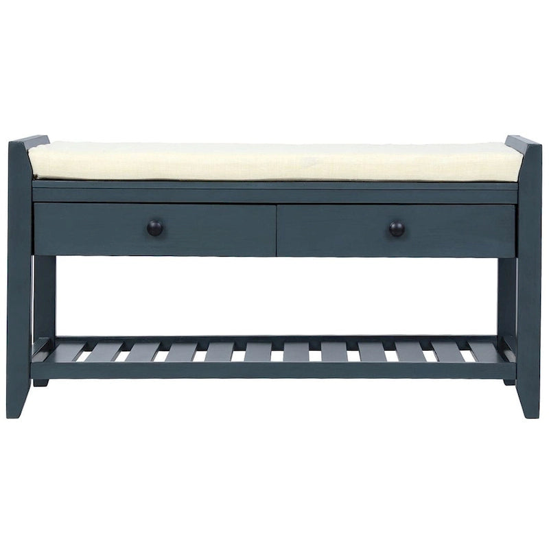 Wooden Storage Bench with Shoe Rack and Drawers