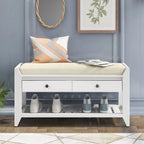 Wooden Storage Bench with Shoe Rack and Drawers