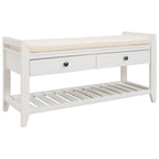 Wooden Storage Bench with Shoe Rack and Drawers