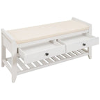 Wooden Storage Bench with Shoe Rack and Drawers