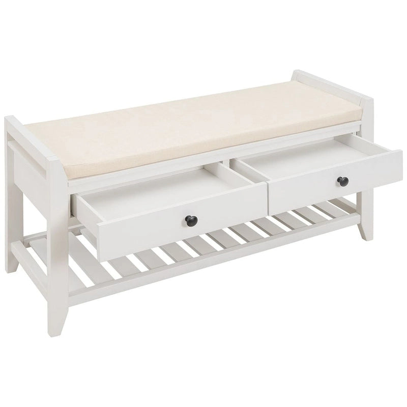 Wooden Storage Bench with Shoe Rack and Drawers