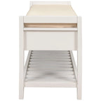 Wooden Storage Bench with Shoe Rack and Drawers