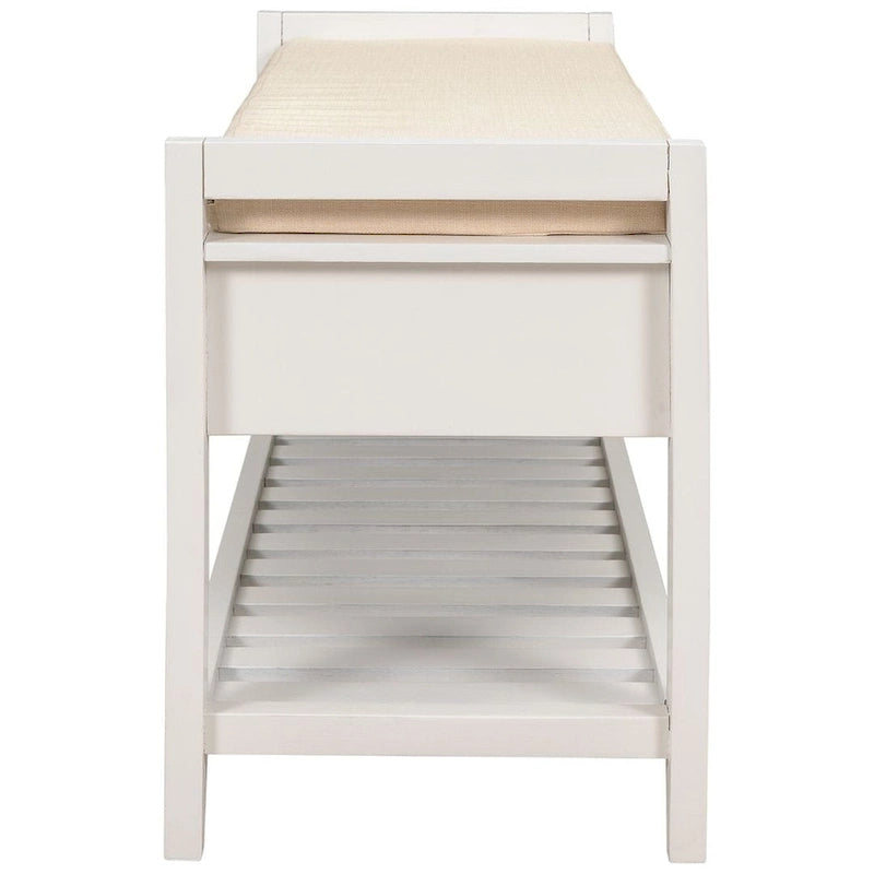 Wooden Storage Bench with Shoe Rack and Drawers