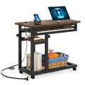 Height Adjustable Rolling Desk with Built-In Outlet and USB Ports