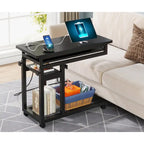 Height Adjustable Rolling Desk with Built-In Outlet and USB Ports